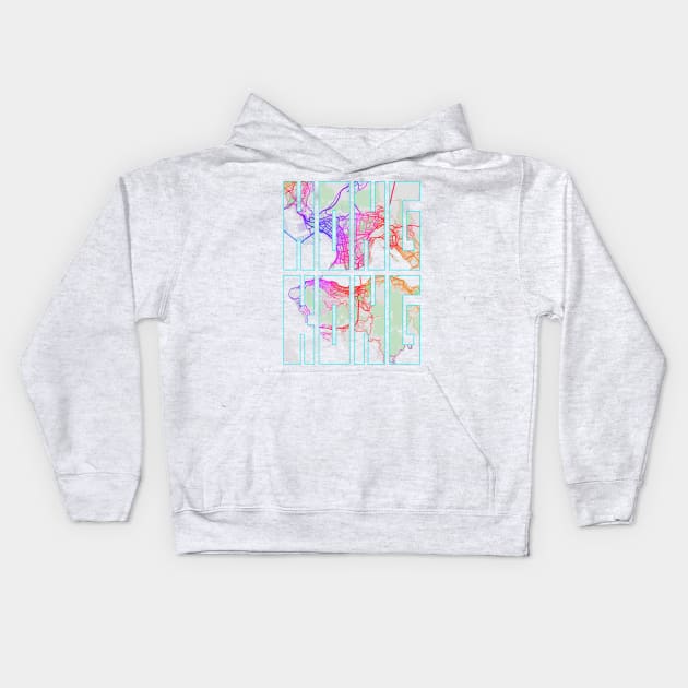 Hong Kong City Map Typography - Colorful Kids Hoodie by deMAP Studio